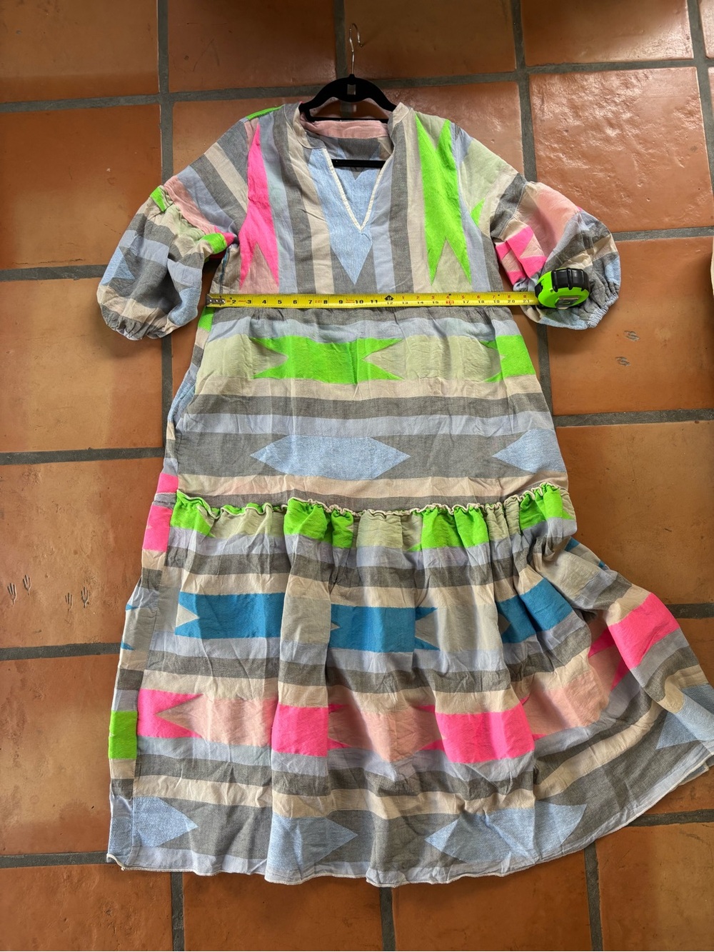 Handmade Italian cotton geometric botique dress - Picture 6 of 8